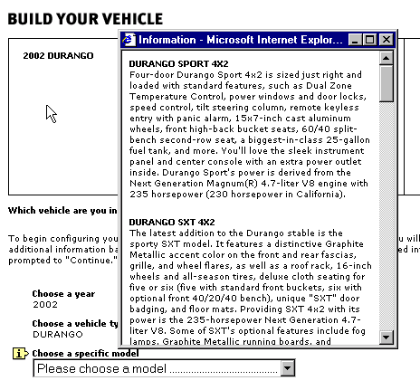 Dodge.com context-sensitive help